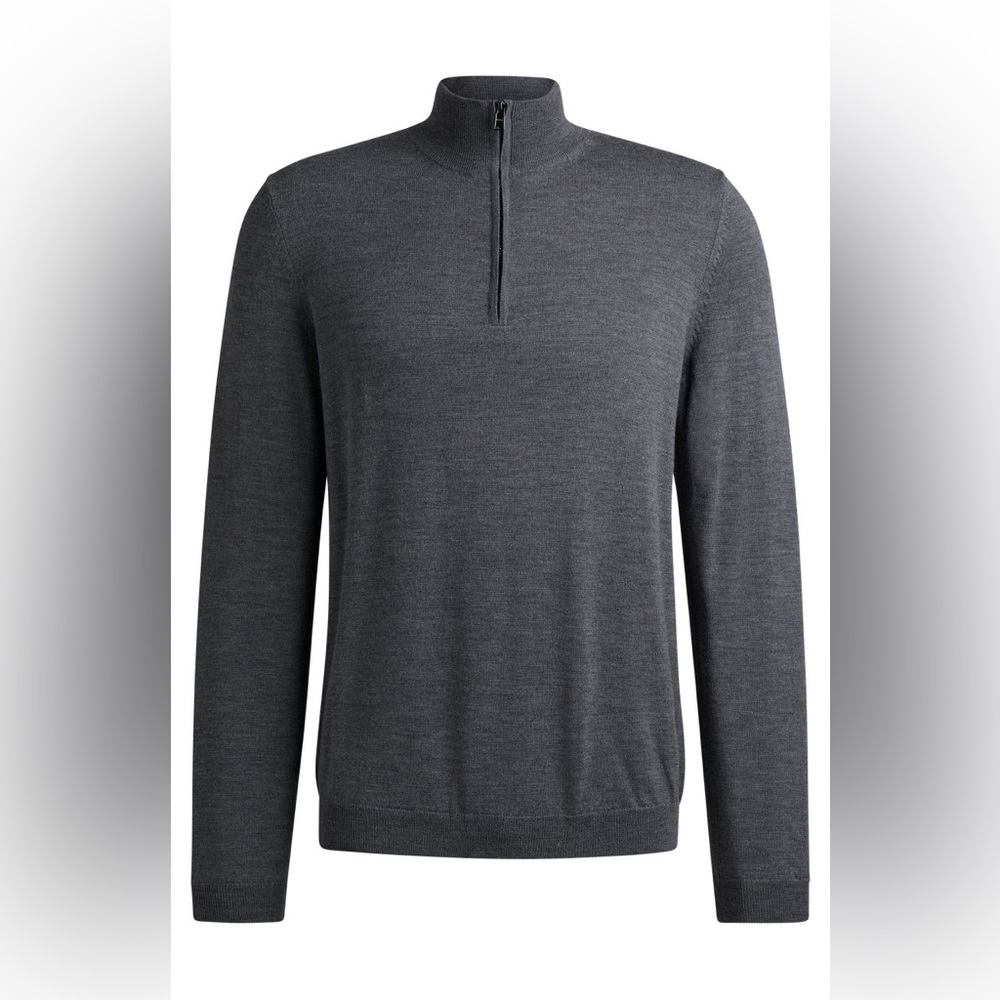 Hugo Boss Regular Fit Dark Gray Zip-Up Sweater NWOT